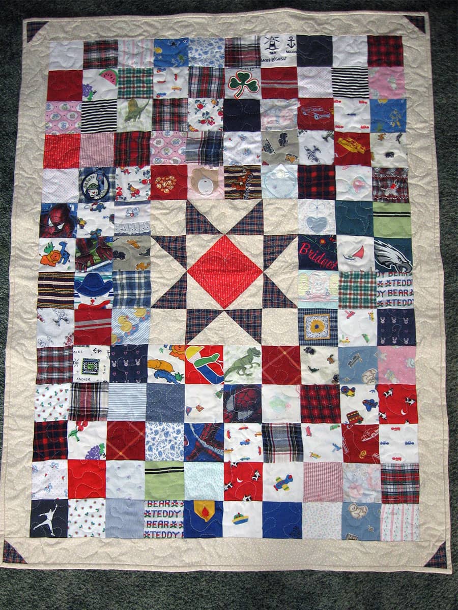Squares or clothing commemorate a mother's children