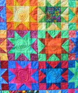 Sawtooth Stars Quilt in Bright Bold Colors